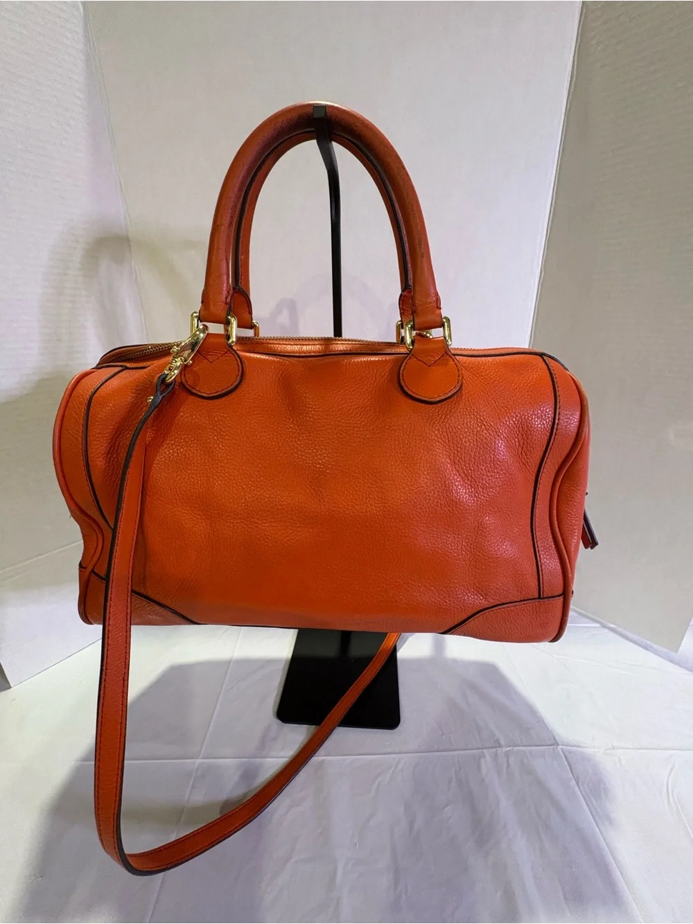 Banana Republic Orange Pebbled Butter Soft Leather Crossbody Satchel from 2013.